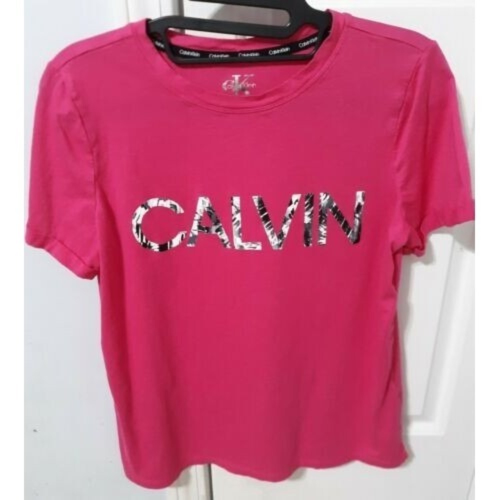NWT Calvein Klein Womens Pink Graphic Logo Tee S